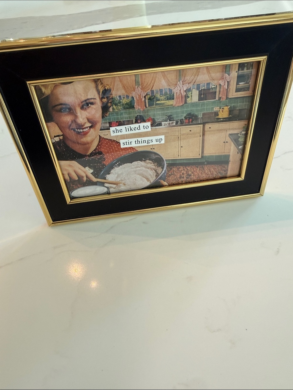 Black and Gold Framed Retro Kitchen Print - Home Accents